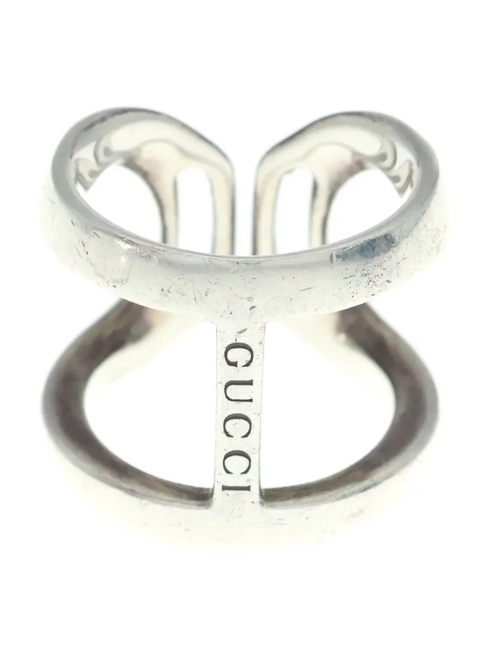 Gucci Logo Stamp Stuffa Ring Silver